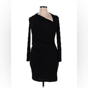 NWOT‎ Marella | Black Long Sleeve Stretch Knit Sparkle Asymmetrical Neck Dress L